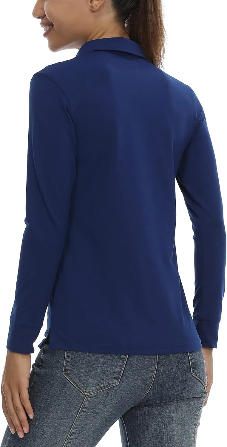 LastFor1 Women's Golf Polo Shirt Tennis Long Sleeve Shirt UPF 50  Moisture Wicking Athletic Fitness T-Shirt