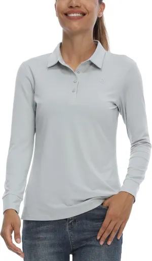LastFor1 Women's Golf Polo Shirt Tennis Long Sleeve Shirt UPF 50  Moisture Wicking Athletic Fitness T-Shirt