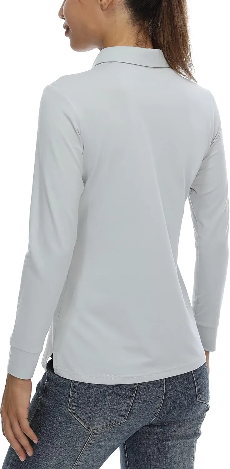 LastFor1 Women's Golf Polo Shirt Tennis Long Sleeve Shirt UPF 50  Moisture Wicking Athletic Fitness T-Shirt