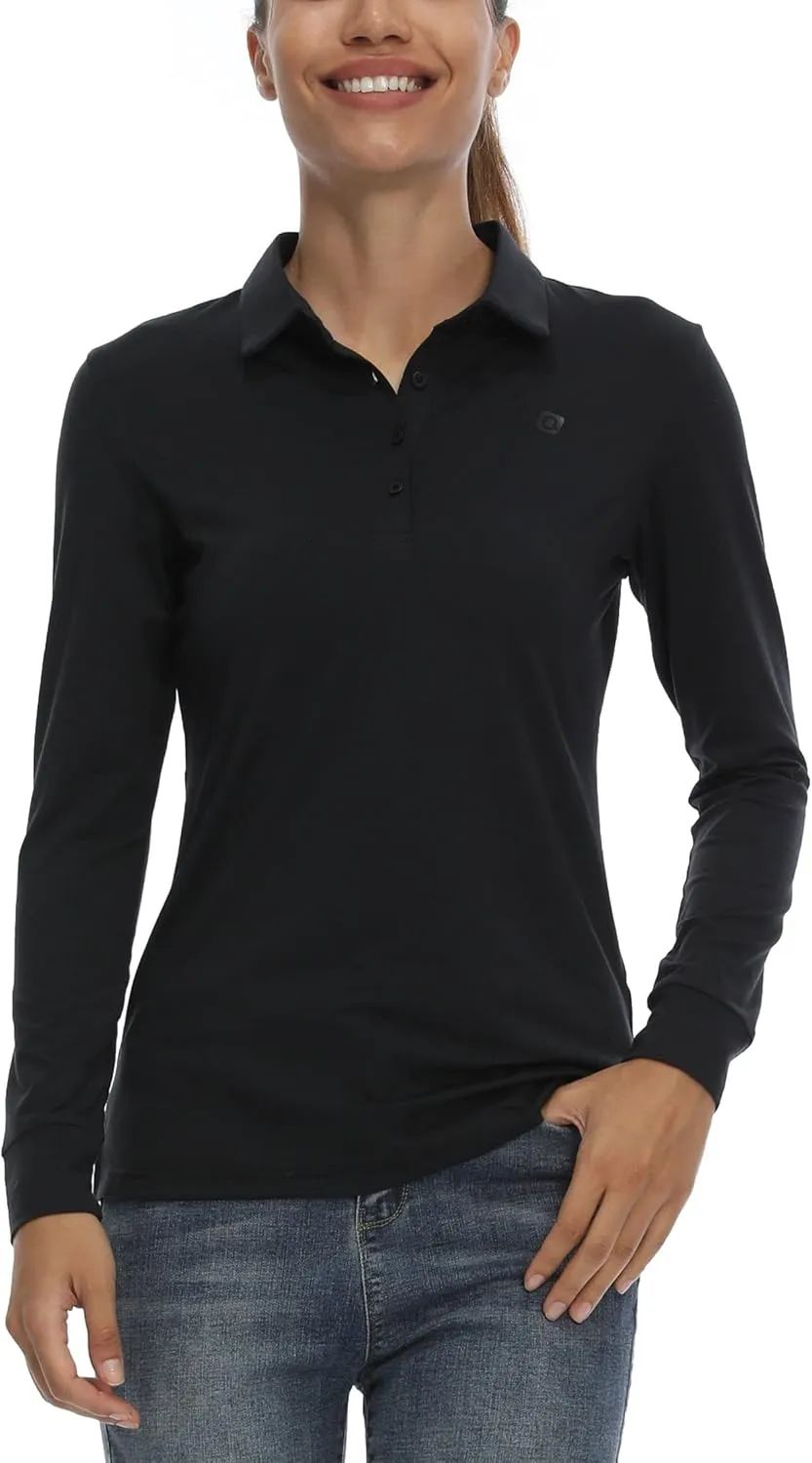 LastFor1 Women's Golf Polo Shirt Tennis Long Sleeve Shirt UPF 50  Moisture Wicking Athletic Fitness T-Shirt
