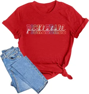 LAZYCHILD Pickleball Shirts Women Heartbeat Graphic T-Shirt for Pickleball Lover Gift Shirt