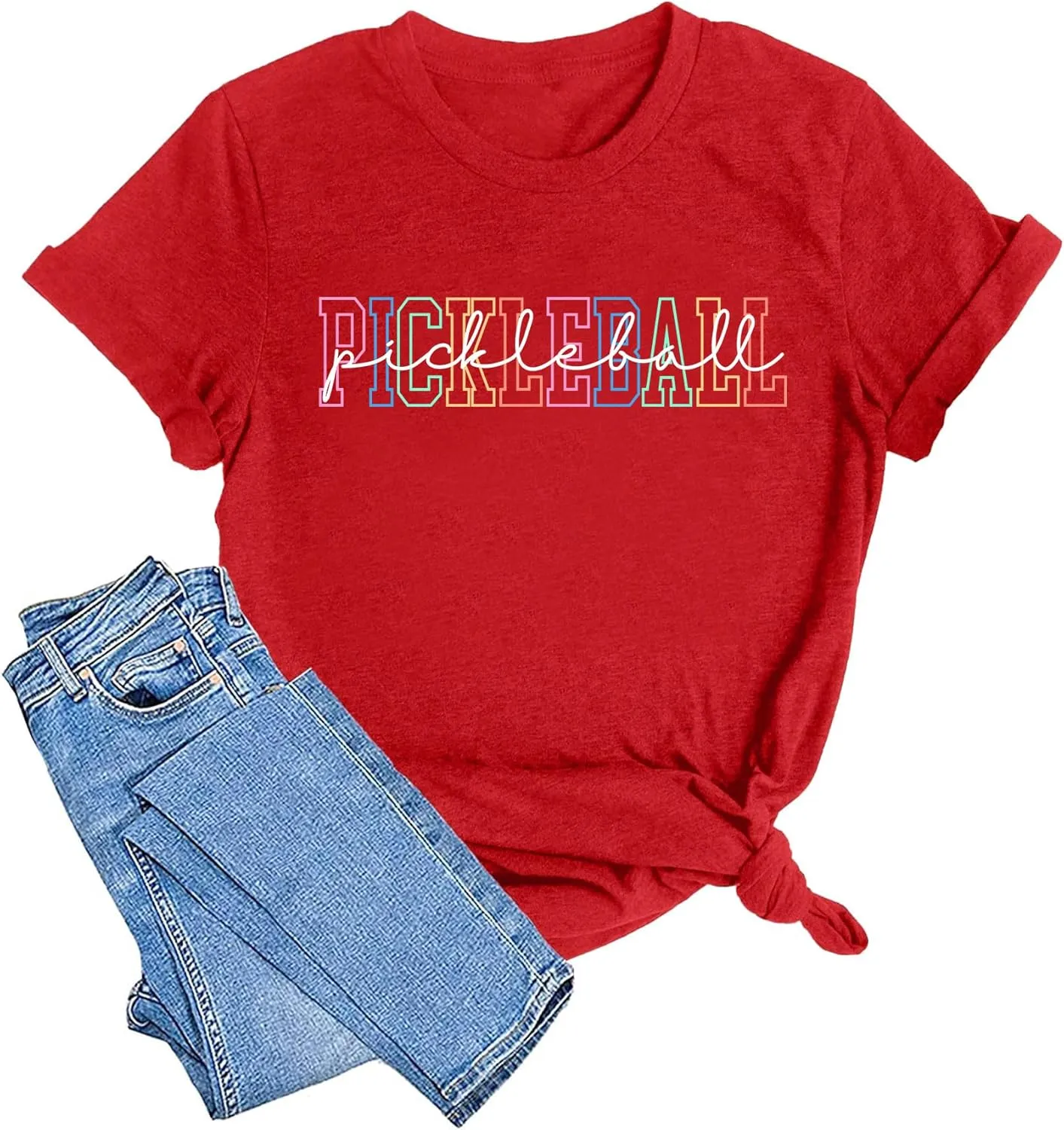 LAZYCHILD Pickleball Shirts Women Heartbeat Graphic T-Shirt for Pickleball Lover Gift Shirt