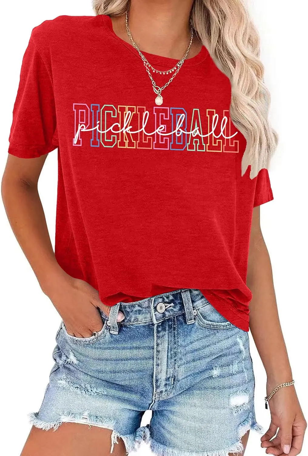 LAZYCHILD Pickleball Shirts Women Heartbeat Graphic T-Shirt for Pickleball Lover Gift Shirt