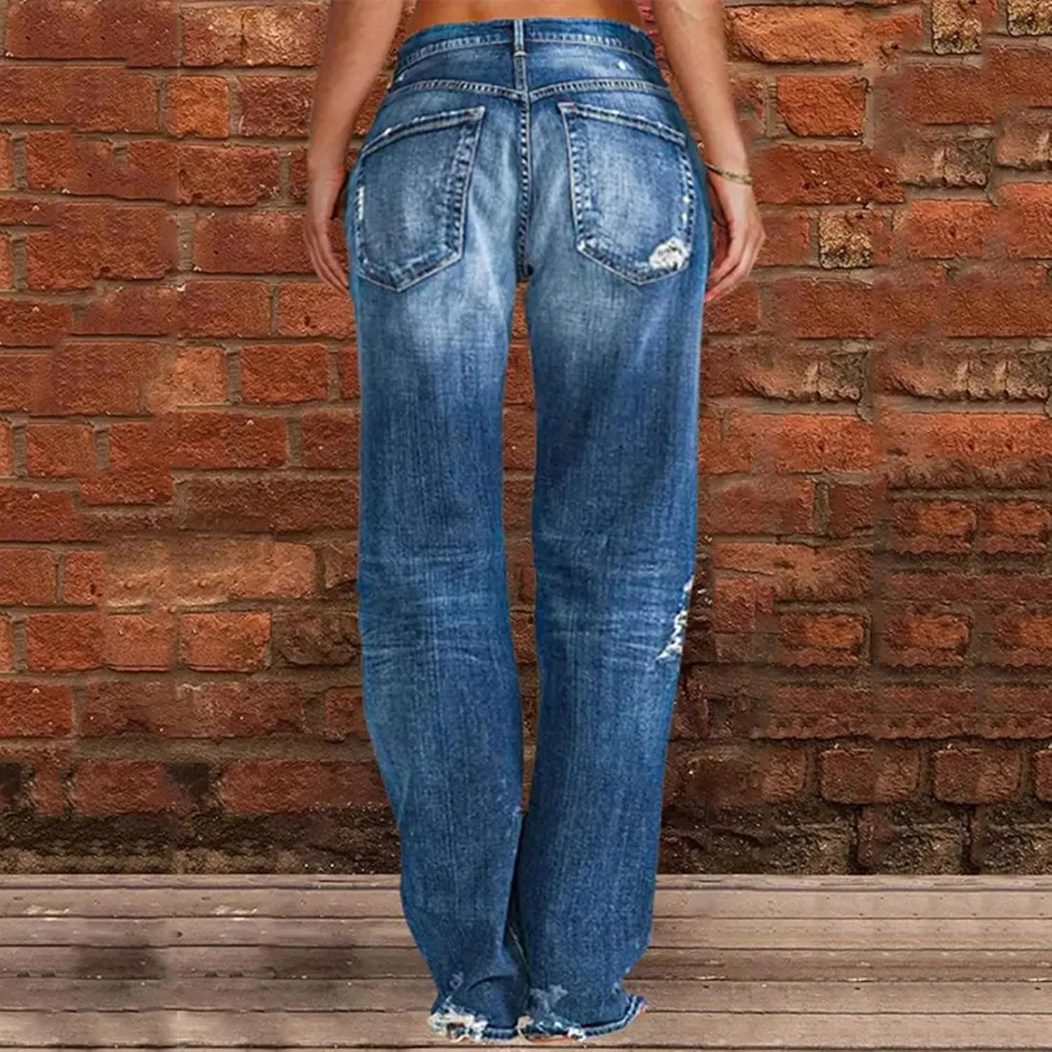 LCMTWX Jeans Women Jeans for Women Ripped Hem Low Waisted Jeans for Women High Waist Stretchy Jeans for Woman Jeans for