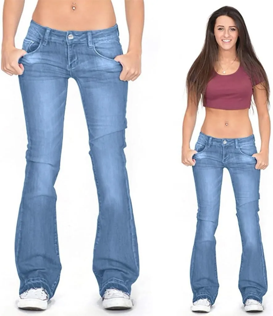 LCMTWX Jeans Women Jeans for Women Ripped Hem Low Waisted Jeans for Women High Waist Stretchy Jeans for Woman Jeans for