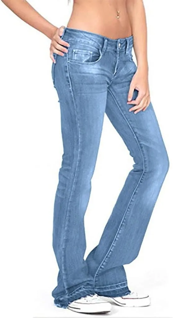 LCMTWX Jeans Women Jeans for Women Ripped Hem Low Waisted Jeans for Women High Waist Stretchy Jeans for Woman Jeans for