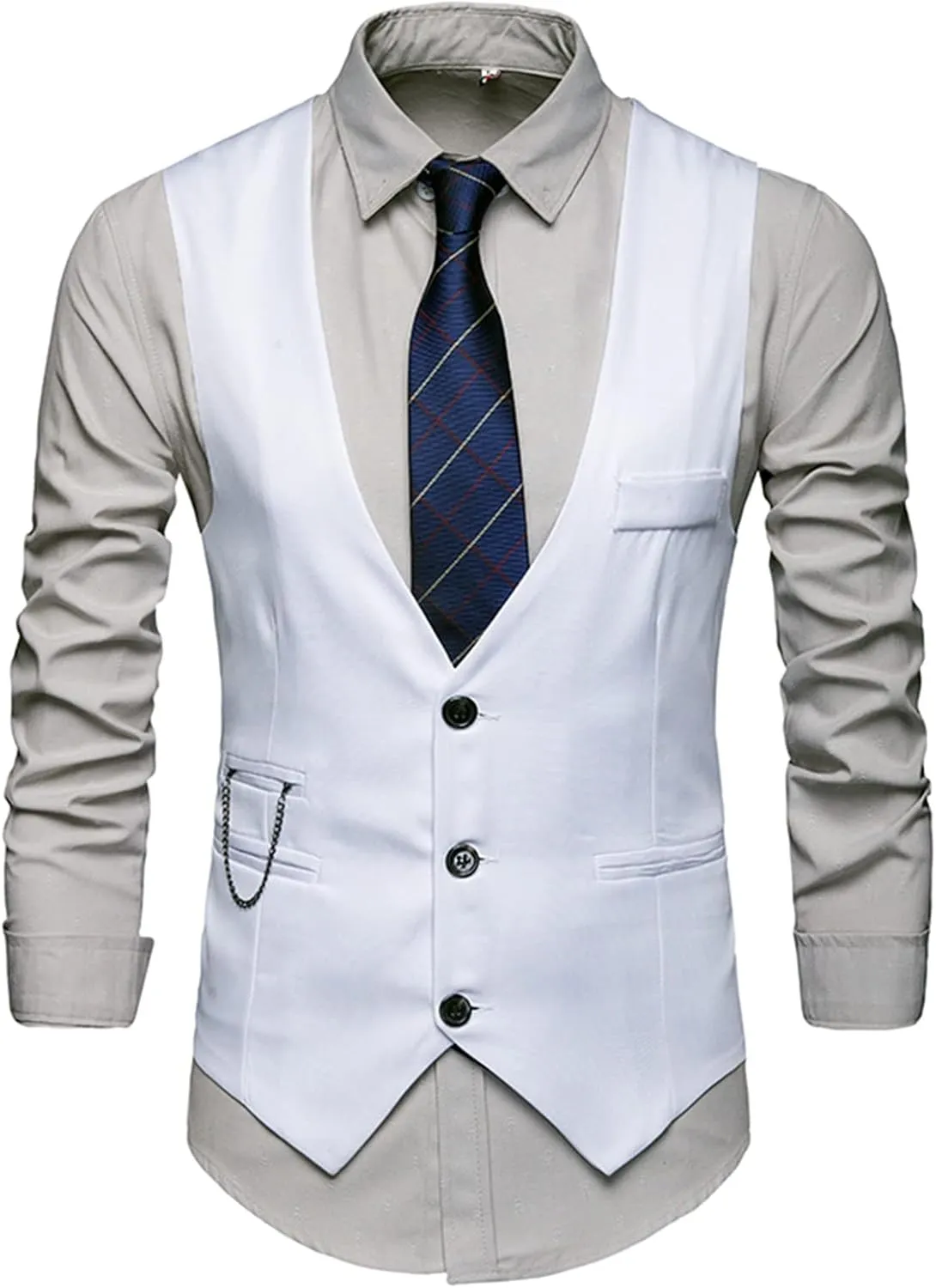 LCMTWX Travel Vest For Men 2024 Pocket Retro Color Vest Blouse With Button White Vest Black Jacket Vest Men Suit Jacket
