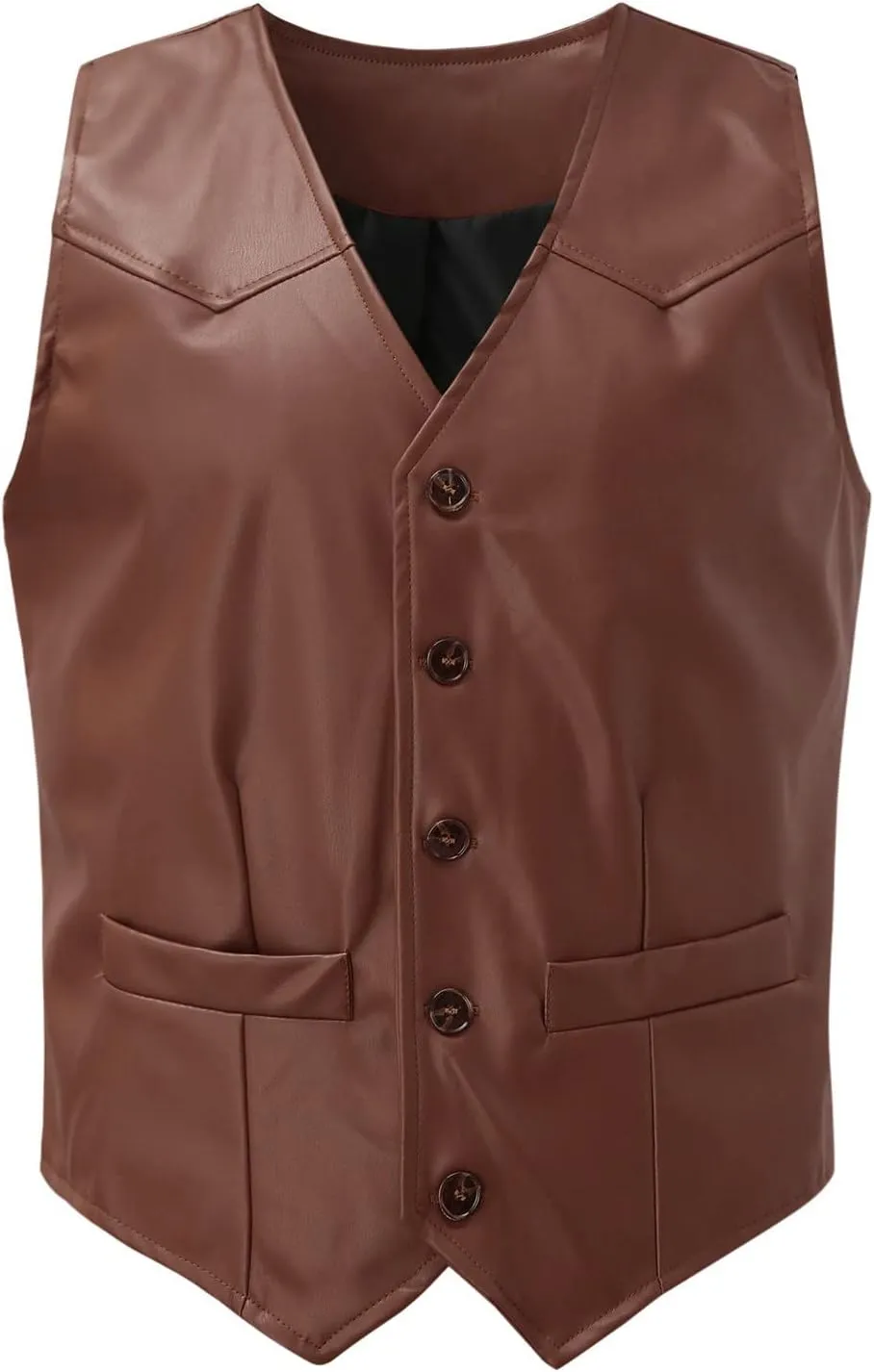 LCMTWX Vest Men Leather V Neck Pocket Retro Color Vest Blouse With Button 1920S Mens Costume Denim Vest Men Dress Vest