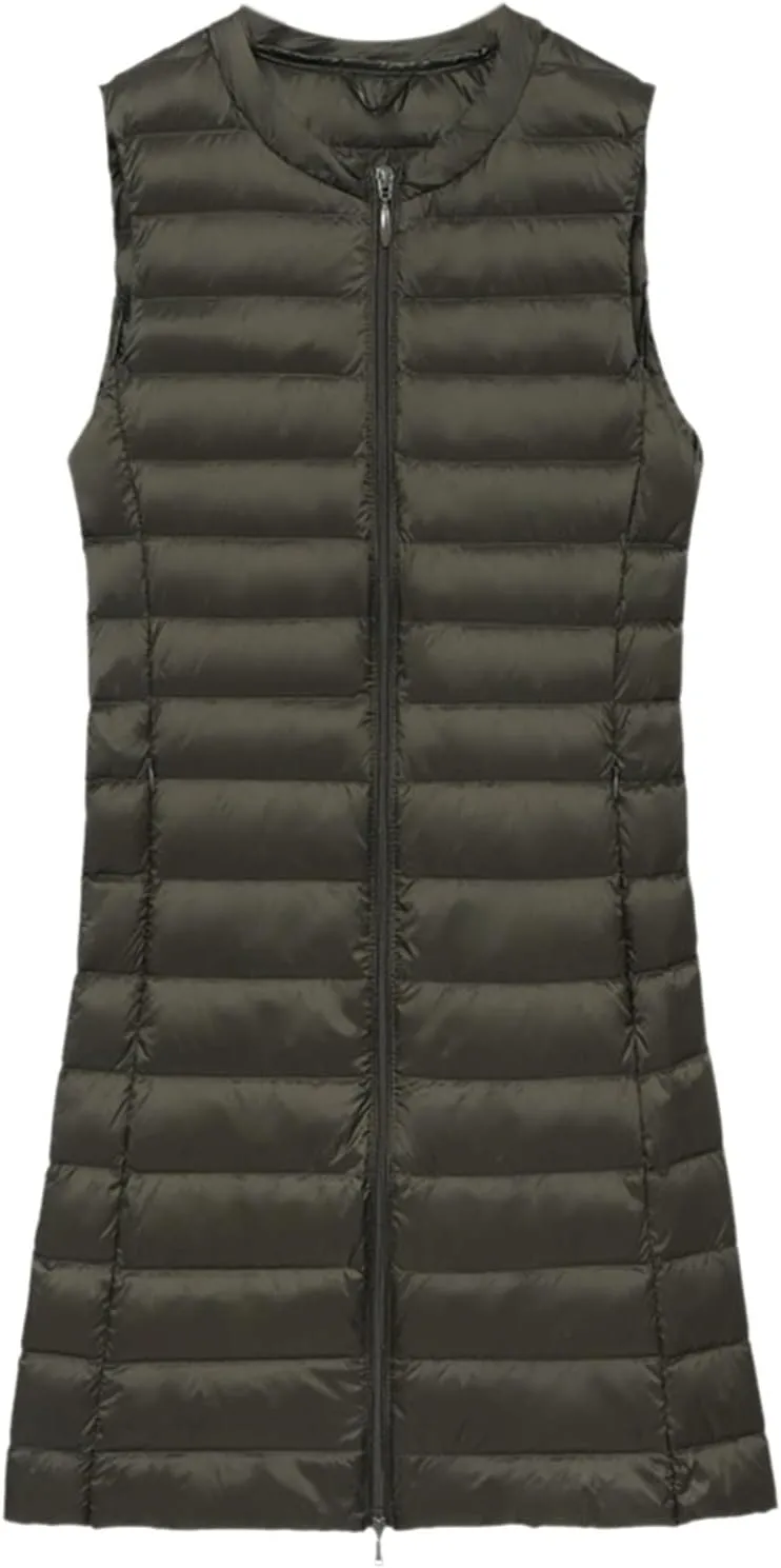 LCMTWX Womens Puffer Vest Long Winter Thin And Light Down Coat Casual Down Coat Slim Cotton Sleeveless Puffy Jacket with