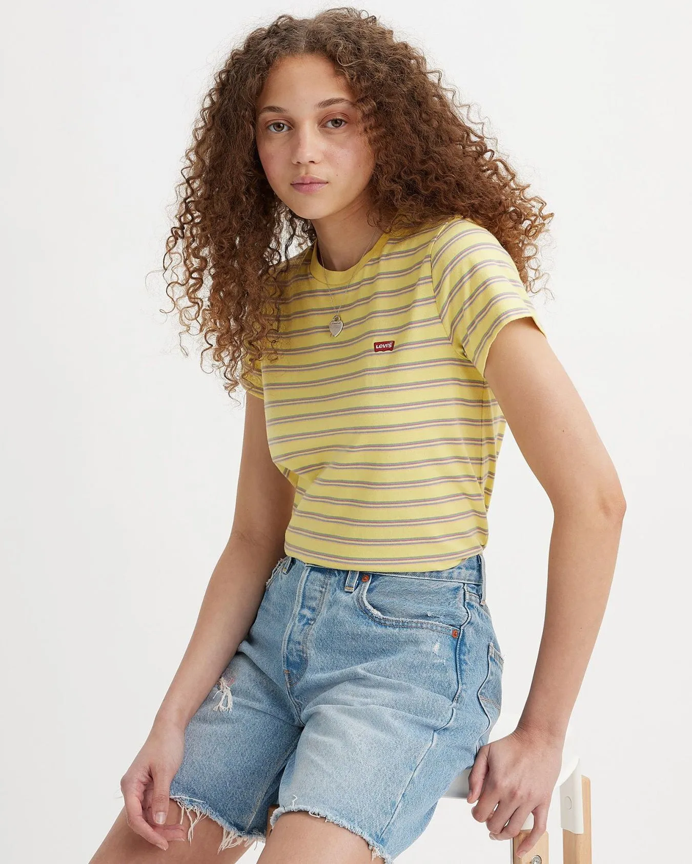 Levi's® Womens Perfect Tee - Cool Stripe Powdered Yellow