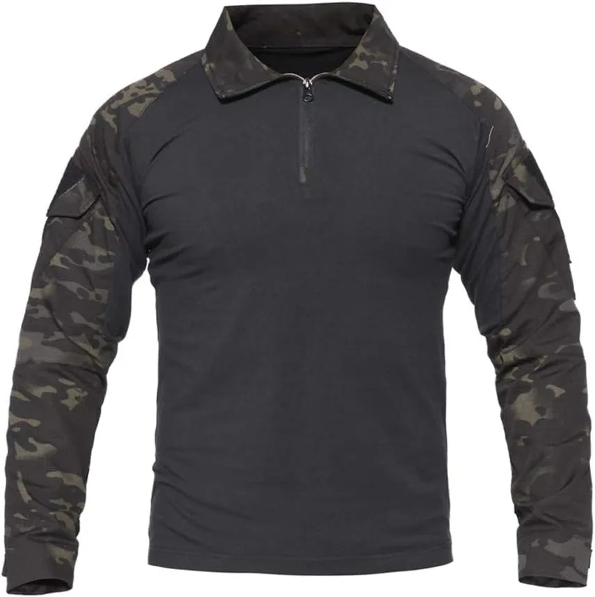 LiliChan Tactical Shirts for Men Long Sleeve Military Shirt Outdoor Shirt Tactical Combat Shirt with Zipper