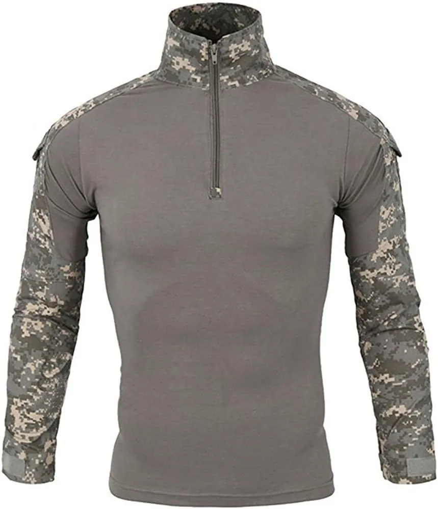 LiliChan Tactical Shirts for Men Long Sleeve Military Shirt Outdoor Shirt Tactical Combat Shirt with Zipper