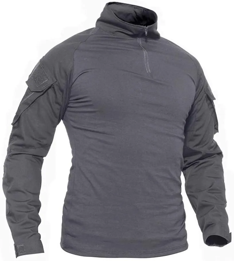 LiliChan Tactical Shirts for Men Long Sleeve Military Shirt Outdoor Shirt Tactical Combat Shirt with Zipper