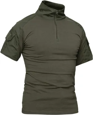 Lilychan Mens Tactical Short Sleeve Shirts Military Shirt Outdoor Shirt Tactical Combat Shirt with Zipper