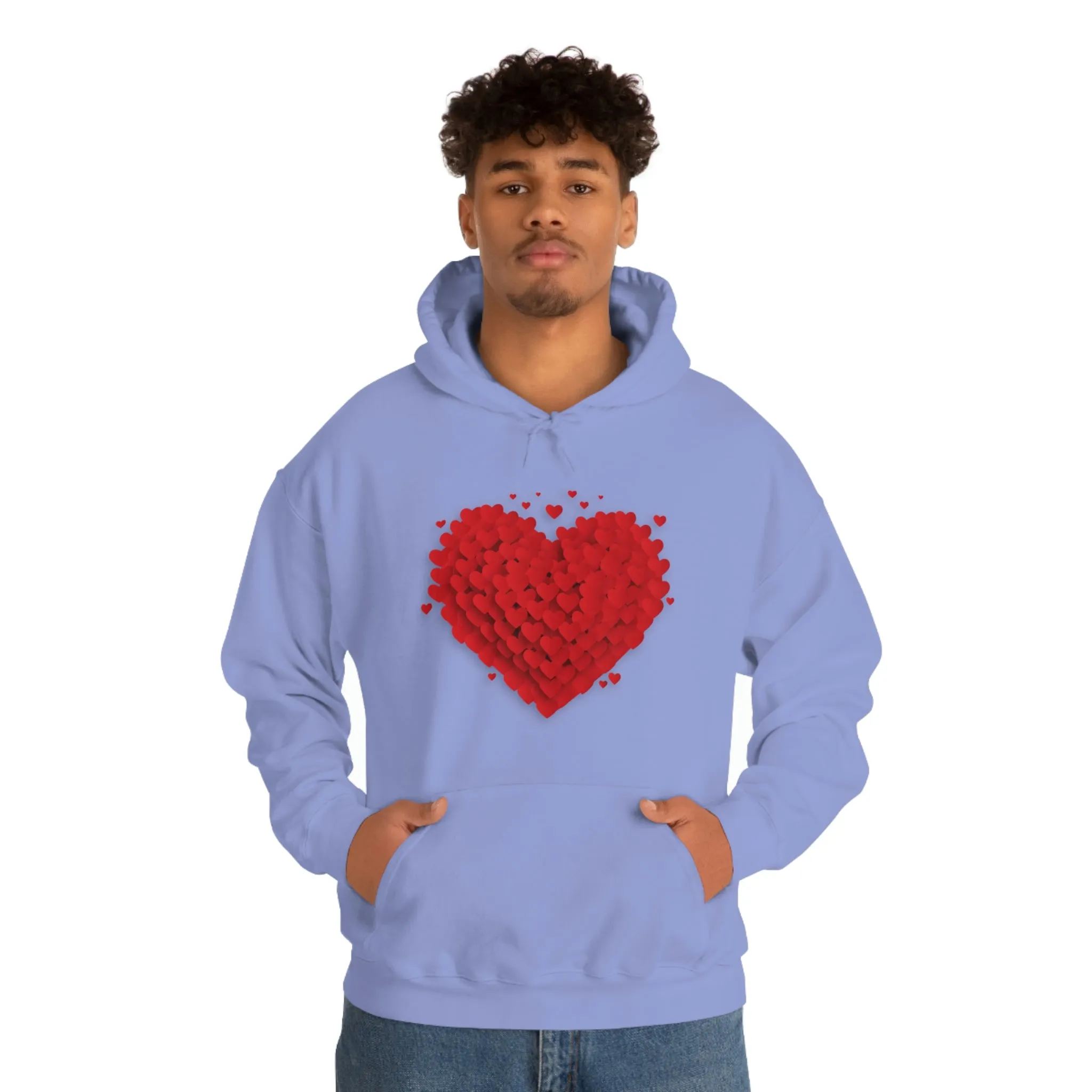Love 3D Hearts Hoodie Sweatshirt, Pile of Hearts Love Hoodie, Valentine's Pink and Red Hoodie Pastel Pink Lavender and Mint Hoodie