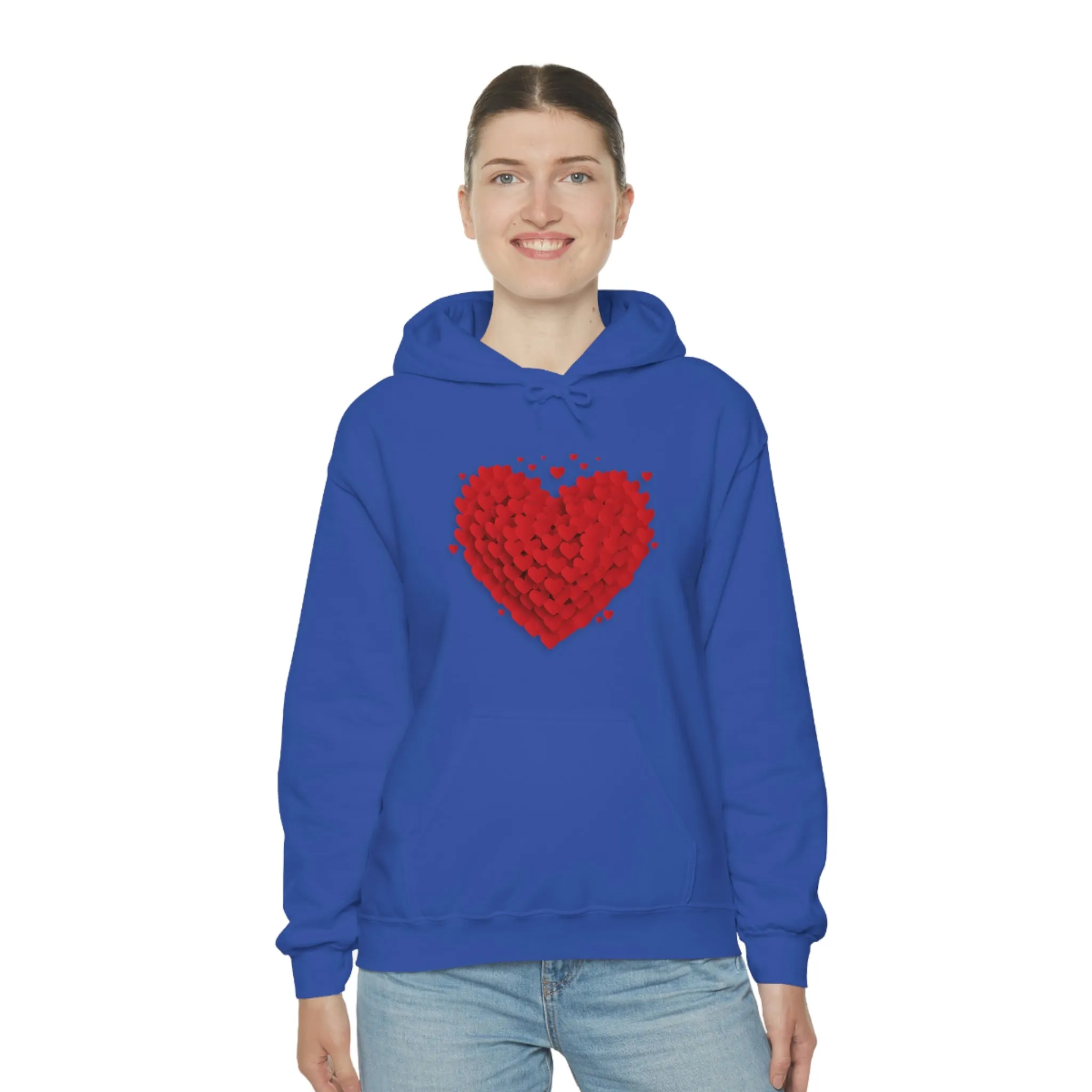 Love 3D Hearts Hoodie Sweatshirt, Pile of Hearts Love Hoodie, Valentine's Pink and Red Hoodie Pastel Pink Lavender and Mint Hoodie
