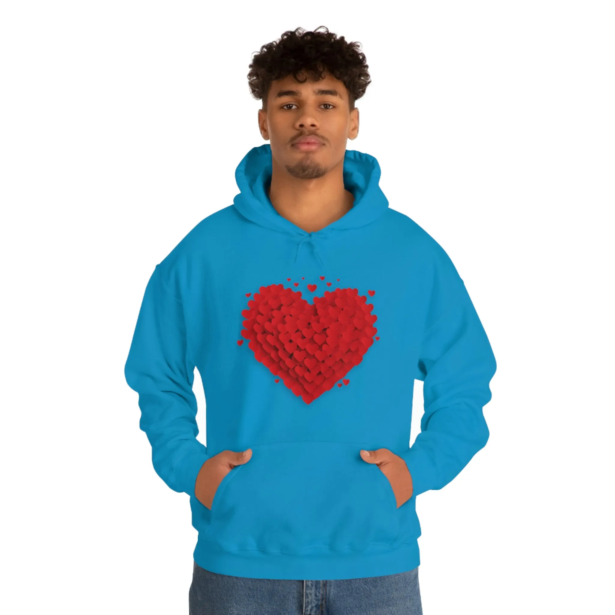 Love 3D Hearts Hoodie Sweatshirt, Pile of Hearts Love Hoodie, Valentine's Pink and Red Hoodie Pastel Pink Lavender and Mint Hoodie
