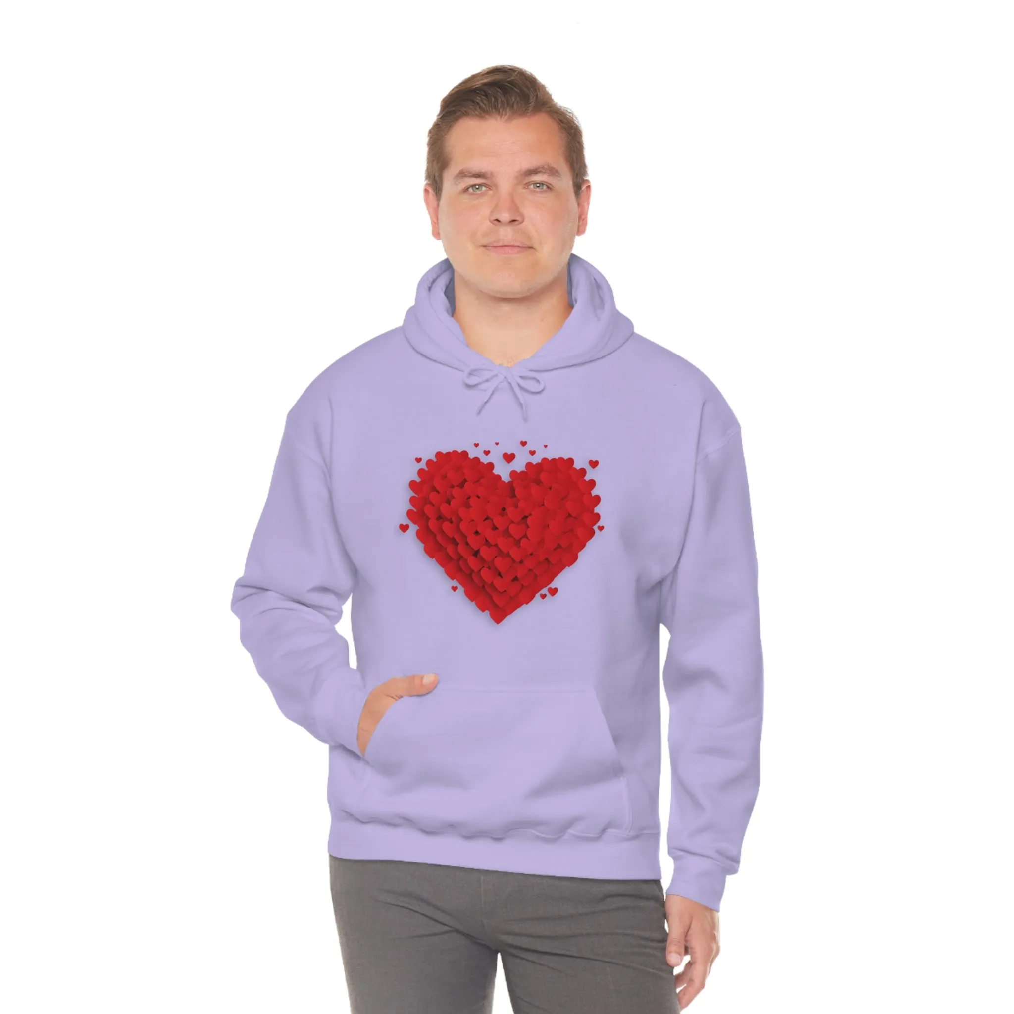 Love 3D Hearts Hoodie Sweatshirt, Pile of Hearts Love Hoodie, Valentine's Pink and Red Hoodie Pastel Pink Lavender and Mint Hoodie