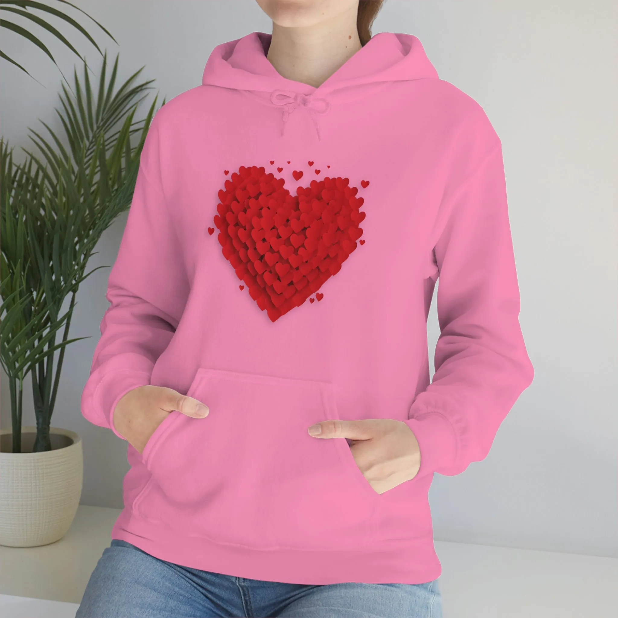 Love 3D Hearts Hoodie Sweatshirt, Pile of Hearts Love Hoodie, Valentine's Pink and Red Hoodie Pastel Pink Lavender and Mint Hoodie