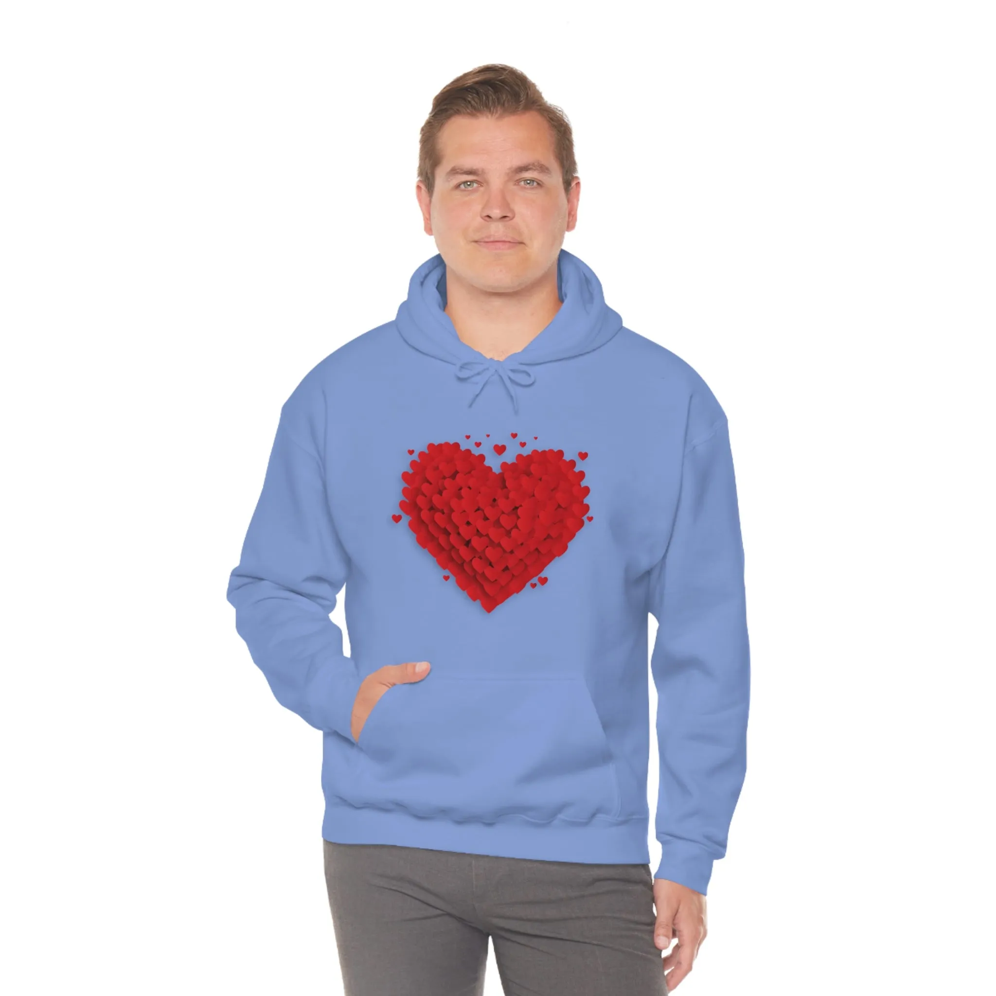Love 3D Hearts Hoodie Sweatshirt, Pile of Hearts Love Hoodie, Valentine's Pink and Red Hoodie Pastel Pink Lavender and Mint Hoodie