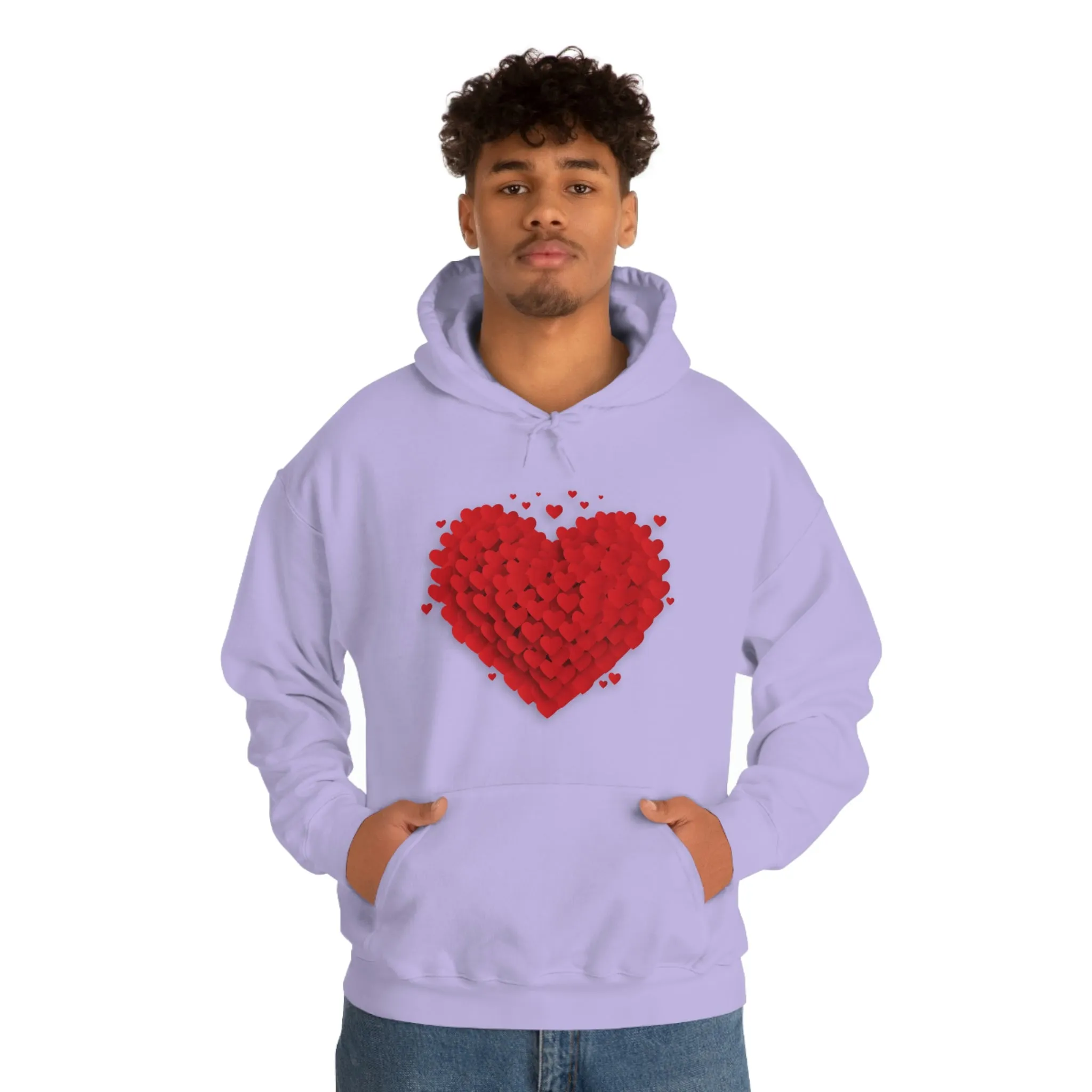 Love 3D Hearts Hoodie Sweatshirt, Pile of Hearts Love Hoodie, Valentine's Pink and Red Hoodie Pastel Pink Lavender and Mint Hoodie
