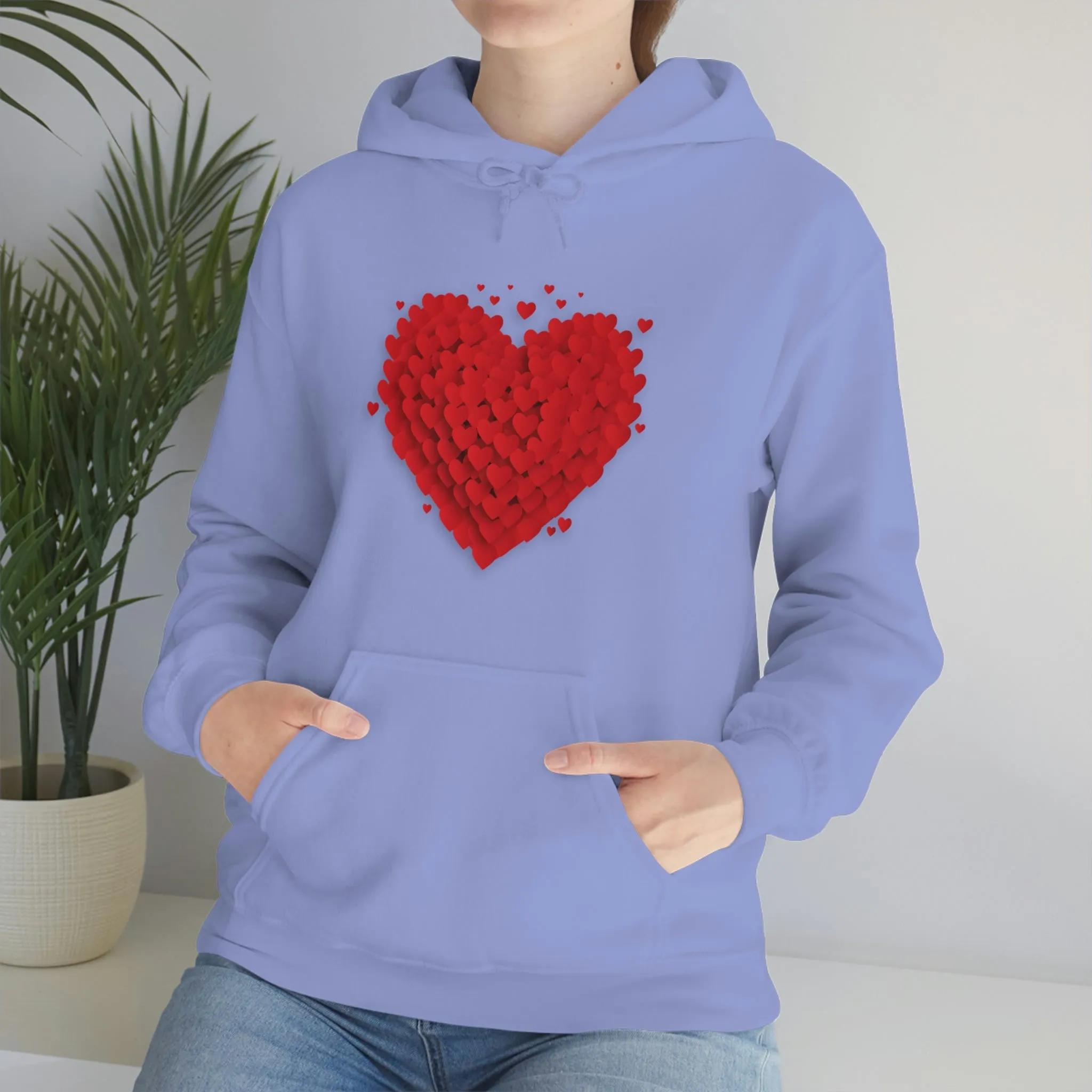 Love 3D Hearts Hoodie Sweatshirt, Pile of Hearts Love Hoodie, Valentine's Pink and Red Hoodie Pastel Pink Lavender and Mint Hoodie