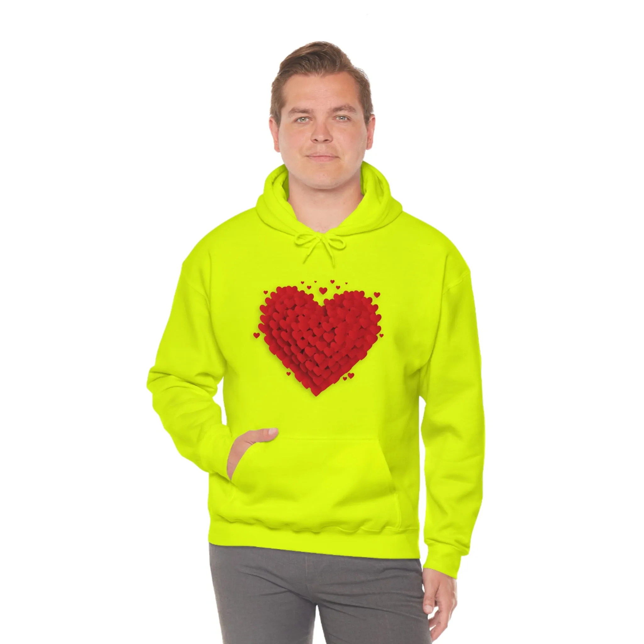 Love 3D Hearts Hoodie Sweatshirt, Pile of Hearts Love Hoodie, Valentine's Pink and Red Hoodie Pastel Pink Lavender and Mint Hoodie