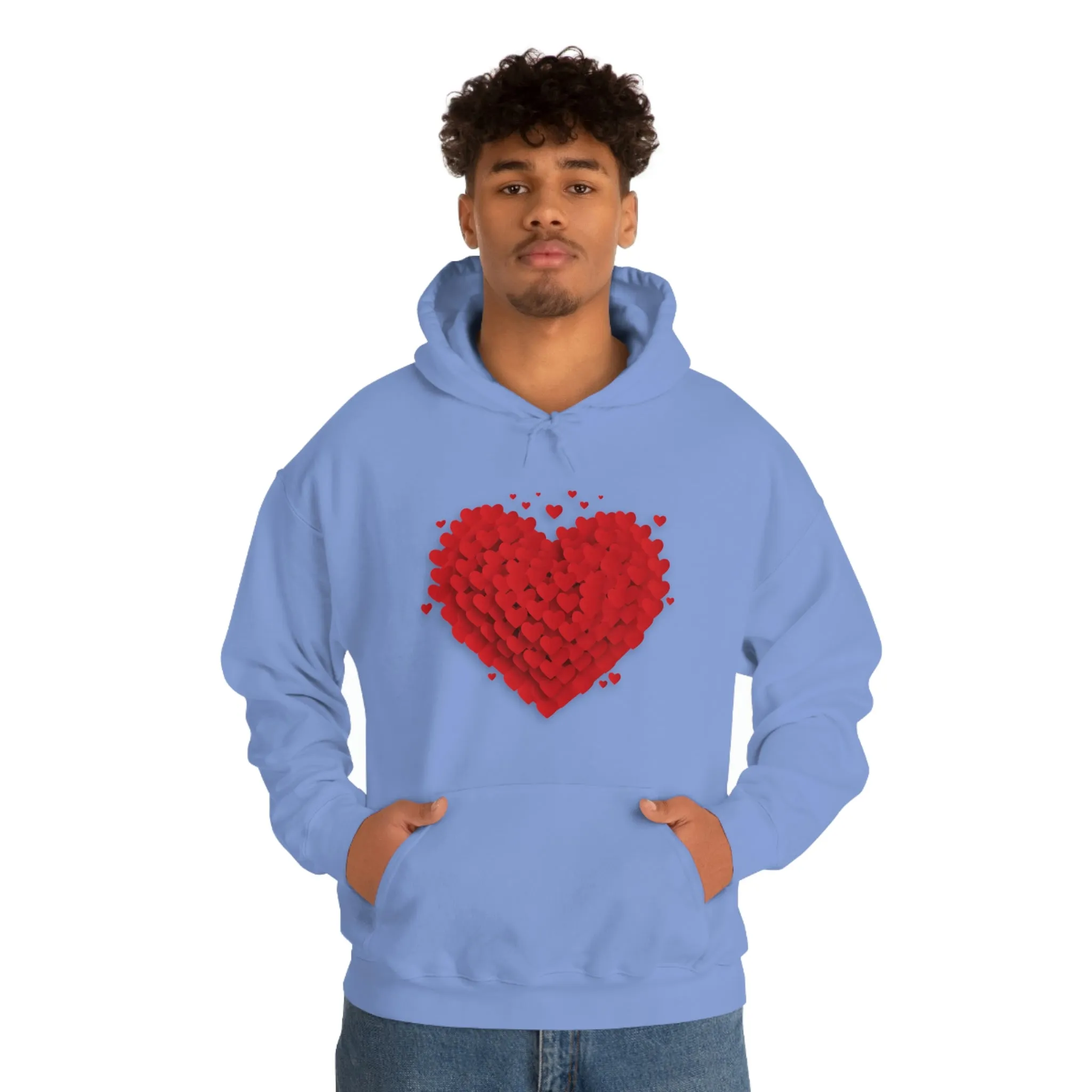 Love 3D Hearts Hoodie Sweatshirt, Pile of Hearts Love Hoodie, Valentine's Pink and Red Hoodie Pastel Pink Lavender and Mint Hoodie