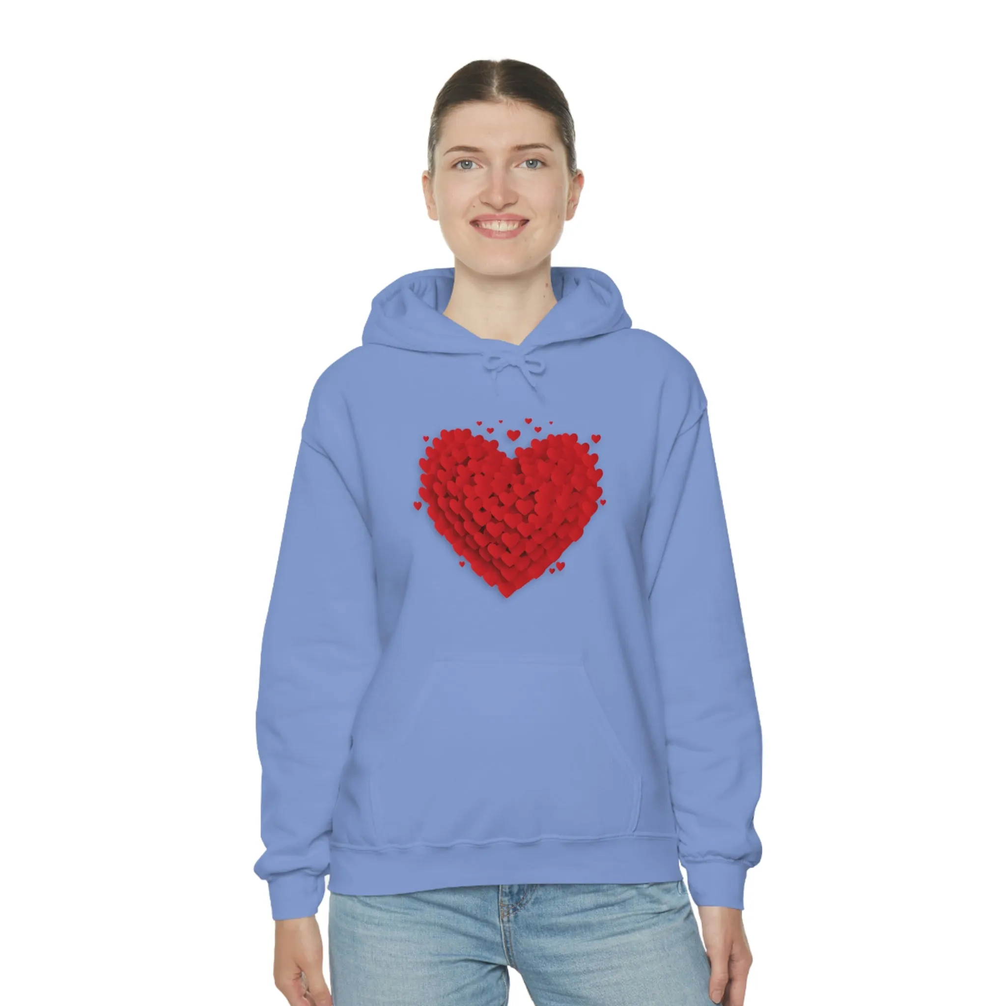 Love 3D Hearts Hoodie Sweatshirt, Pile of Hearts Love Hoodie, Valentine's Pink and Red Hoodie Pastel Pink Lavender and Mint Hoodie