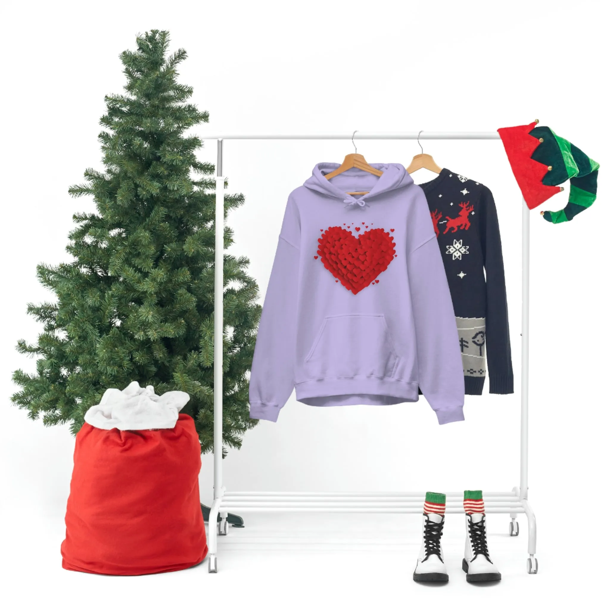 Love 3D Hearts Hoodie Sweatshirt, Pile of Hearts Love Hoodie, Valentine's Pink and Red Hoodie Pastel Pink Lavender and Mint Hoodie