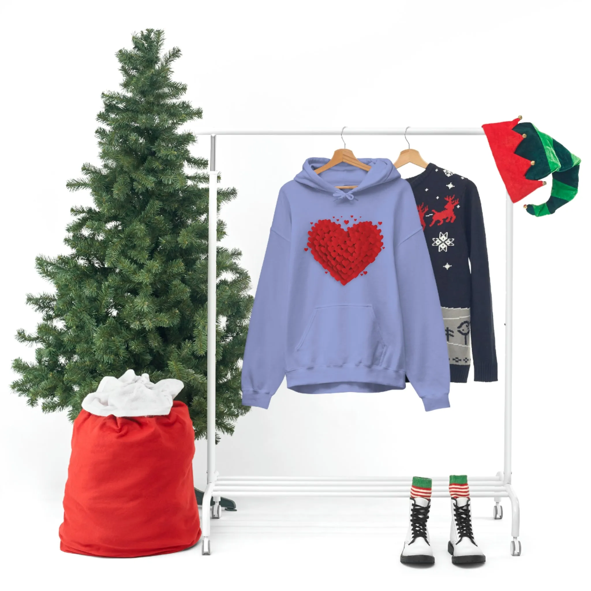 Love 3D Hearts Hoodie Sweatshirt, Pile of Hearts Love Hoodie, Valentine's Pink and Red Hoodie Pastel Pink Lavender and Mint Hoodie