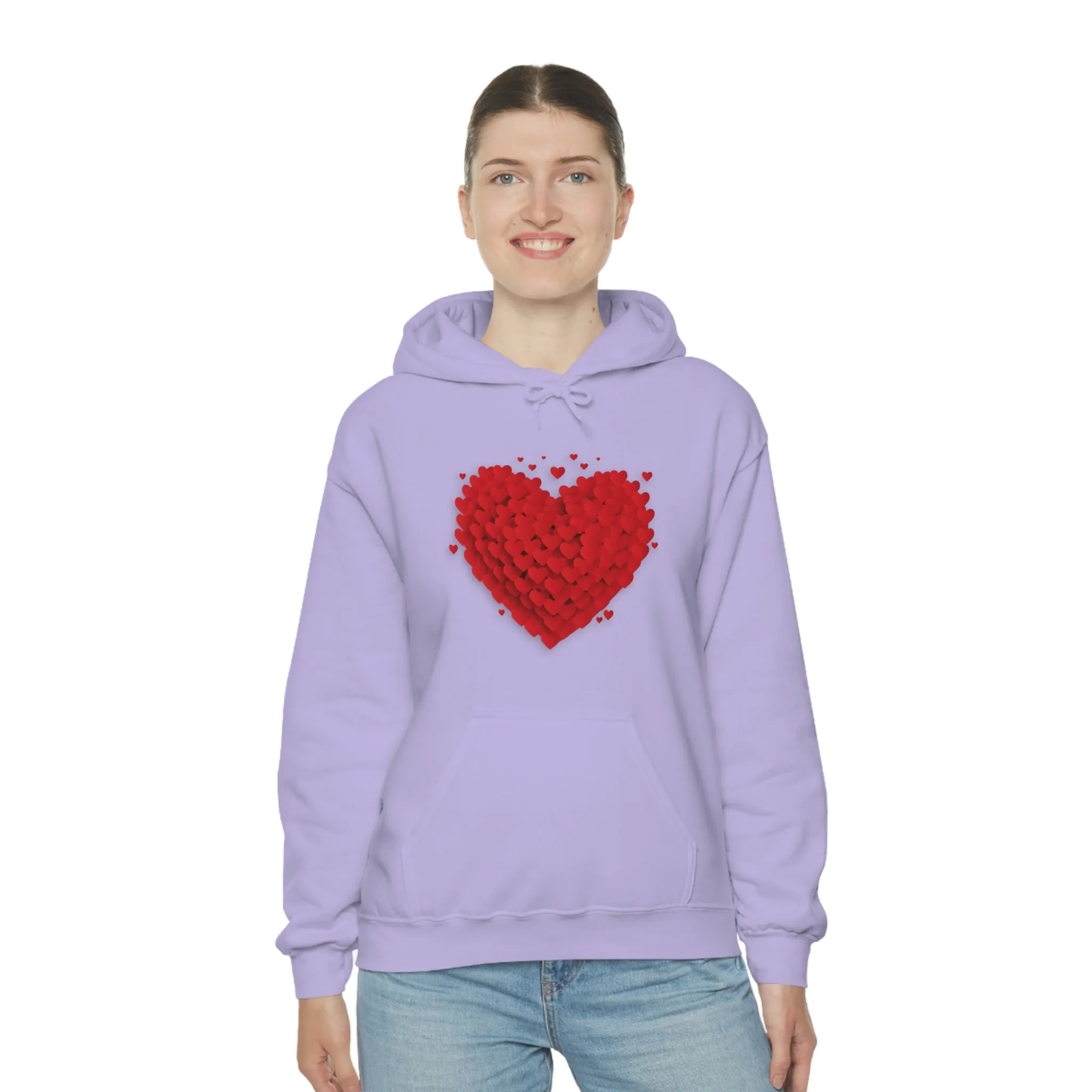 Love 3D Hearts Hoodie Sweatshirt, Pile of Hearts Love Hoodie, Valentine's Pink and Red Hoodie Pastel Pink Lavender and Mint Hoodie
