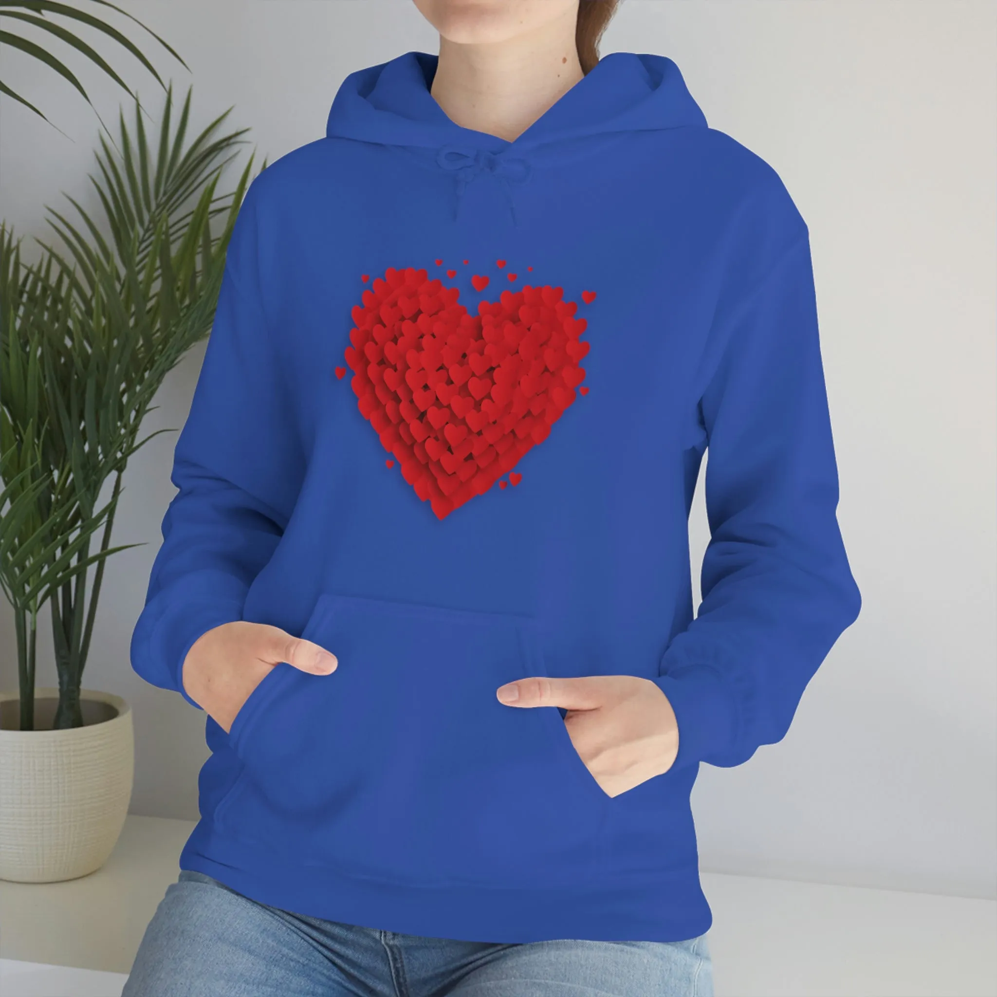 Love 3D Hearts Hoodie Sweatshirt, Pile of Hearts Love Hoodie, Valentine's Pink and Red Hoodie Pastel Pink Lavender and Mint Hoodie