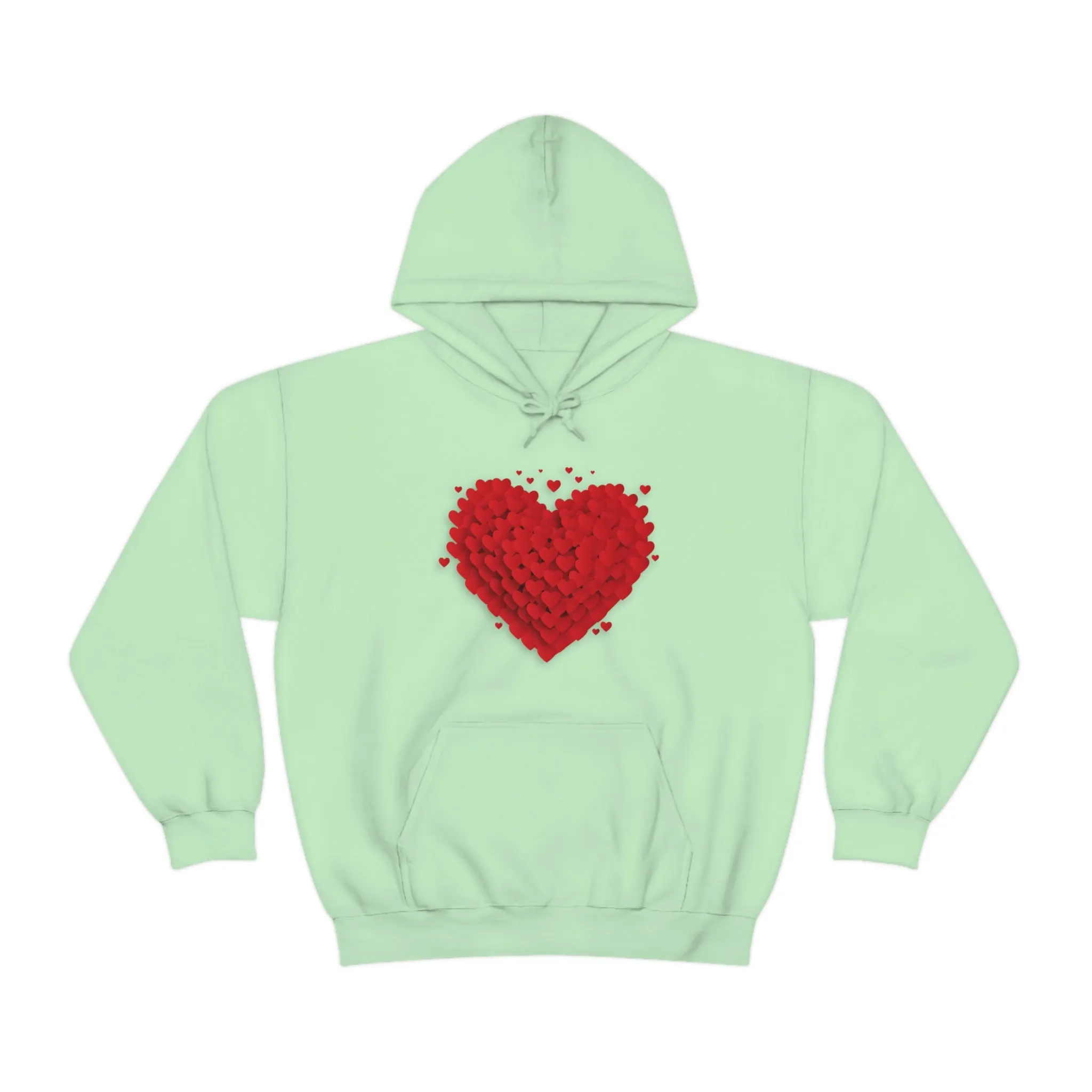 Love 3D Hearts Hoodie Sweatshirt, Pile of Hearts Love Hoodie, Valentine's Pink and Red Hoodie Pastel Pink Lavender and Mint Hoodie