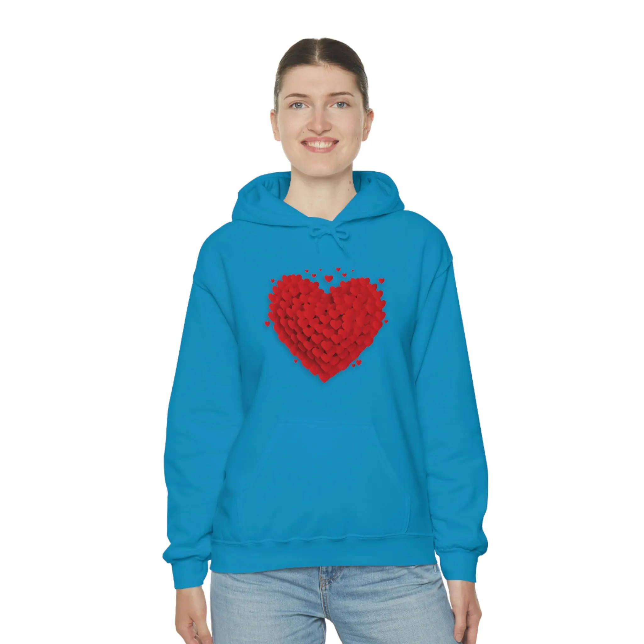 Love 3D Hearts Hoodie Sweatshirt, Pile of Hearts Love Hoodie, Valentine's Pink and Red Hoodie Pastel Pink Lavender and Mint Hoodie