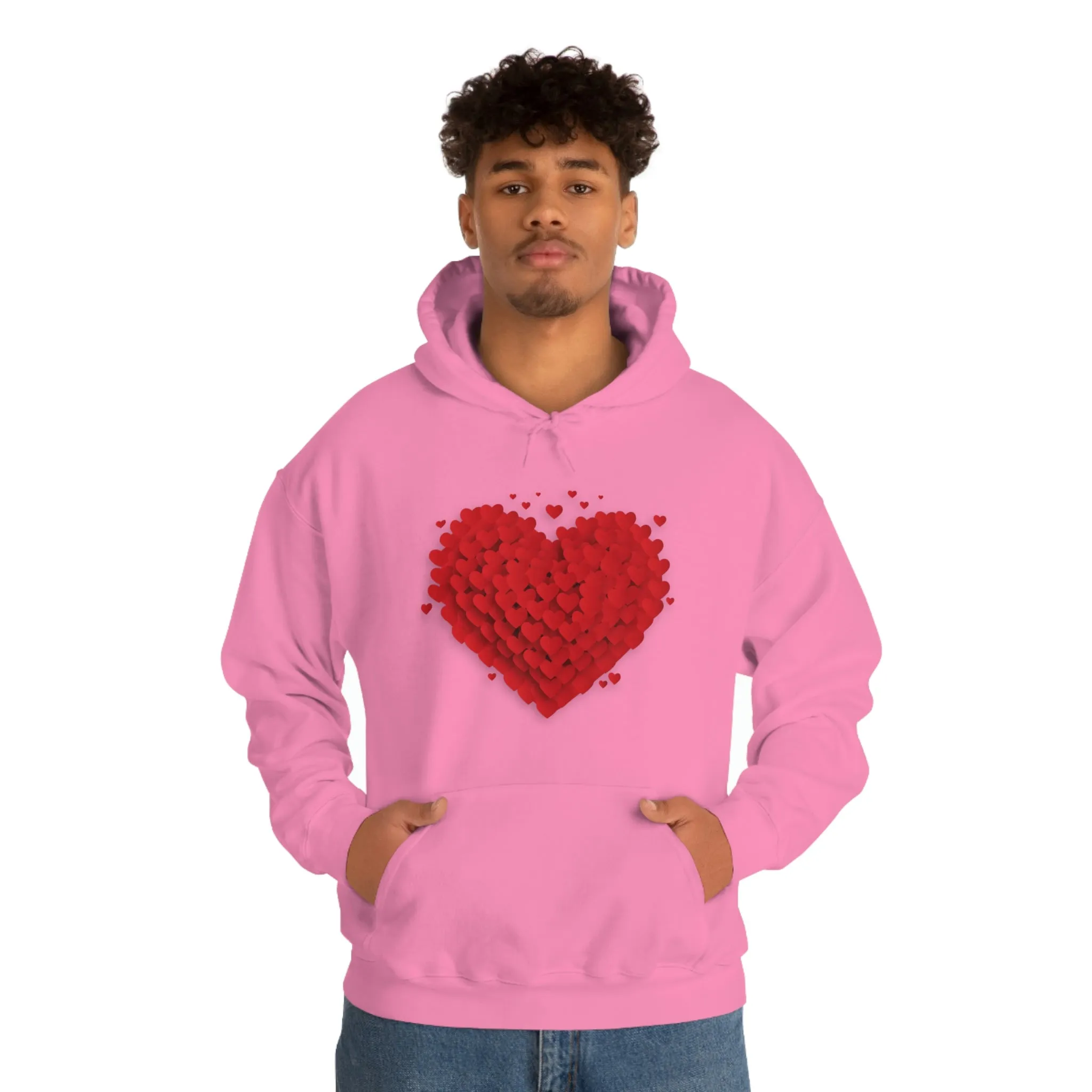 Love 3D Hearts Hoodie Sweatshirt, Pile of Hearts Love Hoodie, Valentine's Pink and Red Hoodie Pastel Pink Lavender and Mint Hoodie