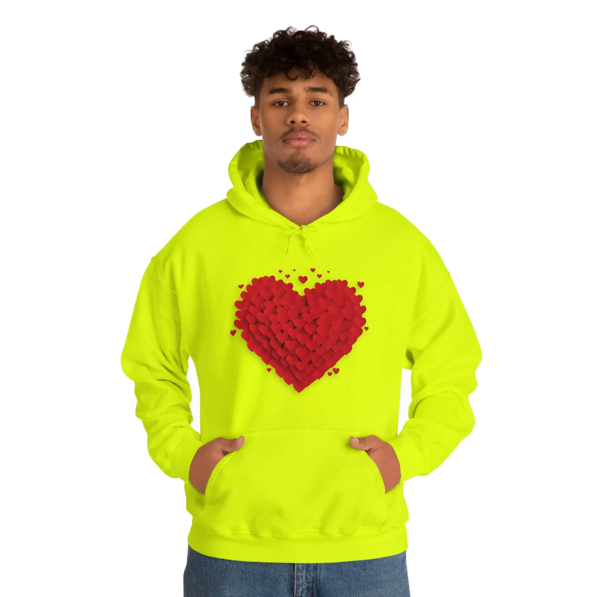 Love 3D Hearts Hoodie Sweatshirt, Pile of Hearts Love Hoodie, Valentine's Pink and Red Hoodie Pastel Pink Lavender and Mint Hoodie