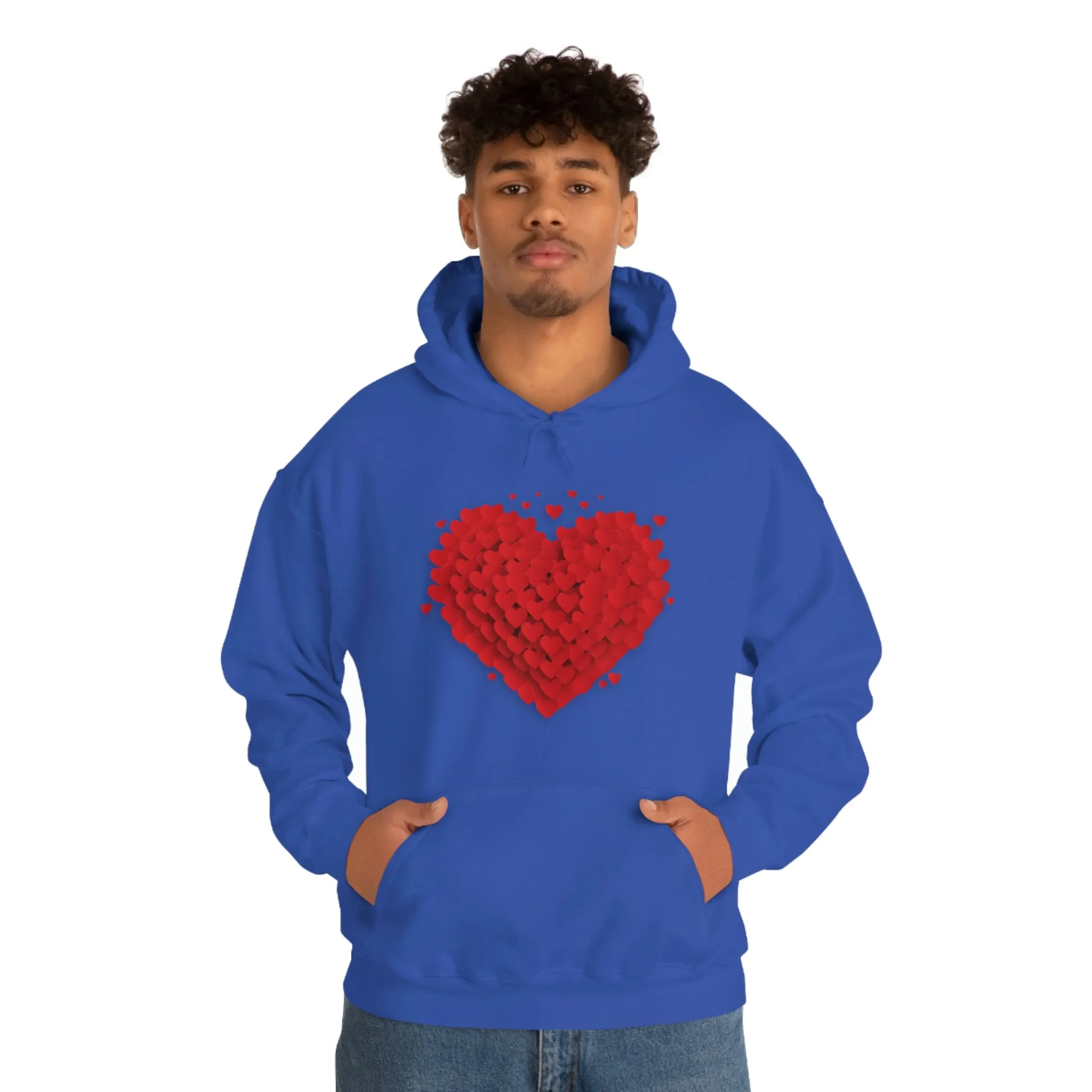 Love 3D Hearts Hoodie Sweatshirt, Pile of Hearts Love Hoodie, Valentine's Pink and Red Hoodie Pastel Pink Lavender and Mint Hoodie