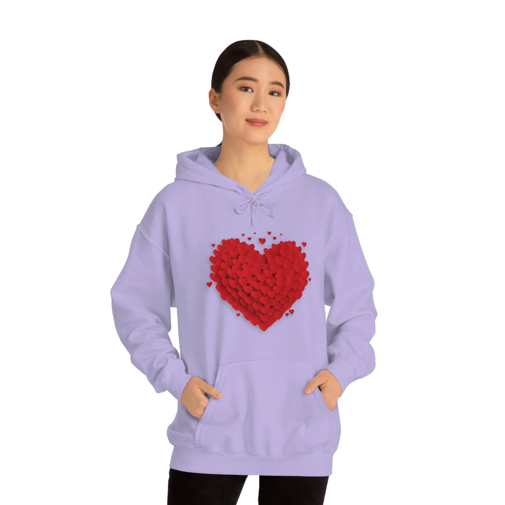 Love 3D Hearts Hoodie Sweatshirt, Pile of Hearts Love Hoodie, Valentine's Pink and Red Hoodie Pastel Pink Lavender and Mint Hoodie