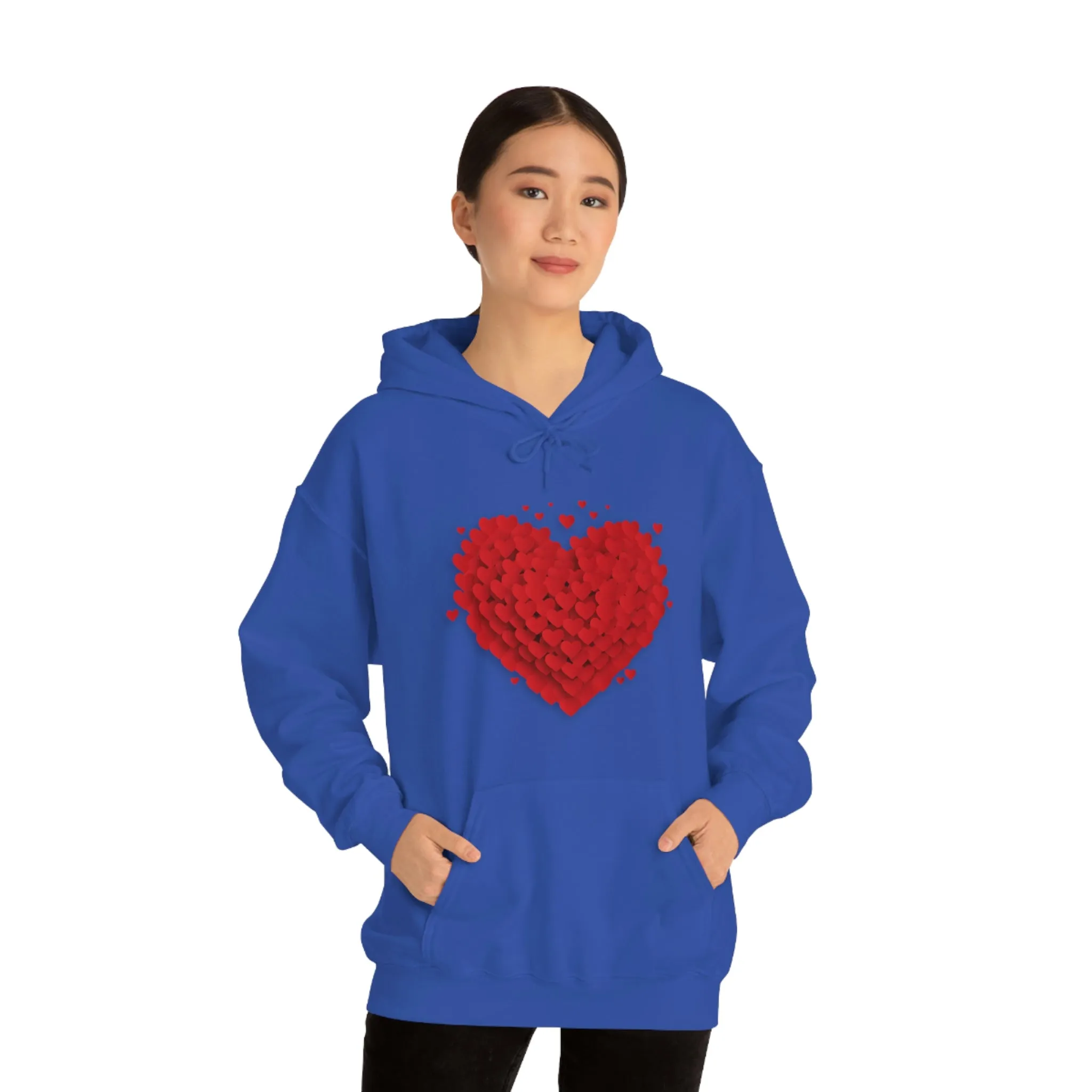 Love 3D Hearts Hoodie Sweatshirt, Pile of Hearts Love Hoodie, Valentine's Pink and Red Hoodie Pastel Pink Lavender and Mint Hoodie