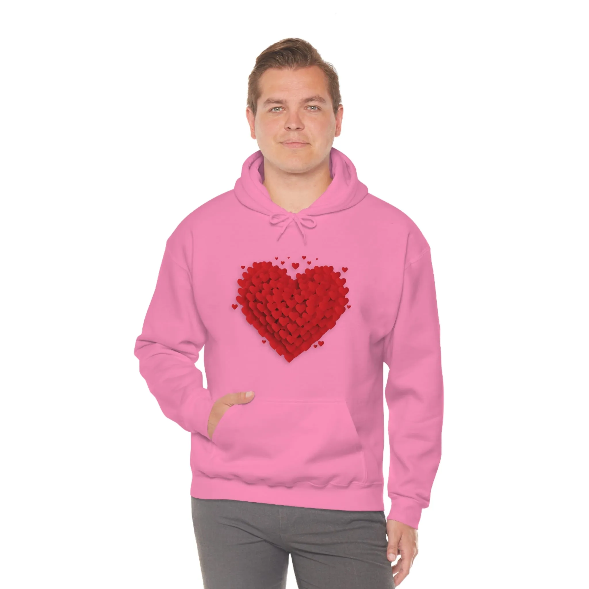 Love 3D Hearts Hoodie Sweatshirt, Pile of Hearts Love Hoodie, Valentine's Pink and Red Hoodie Pastel Pink Lavender and Mint Hoodie