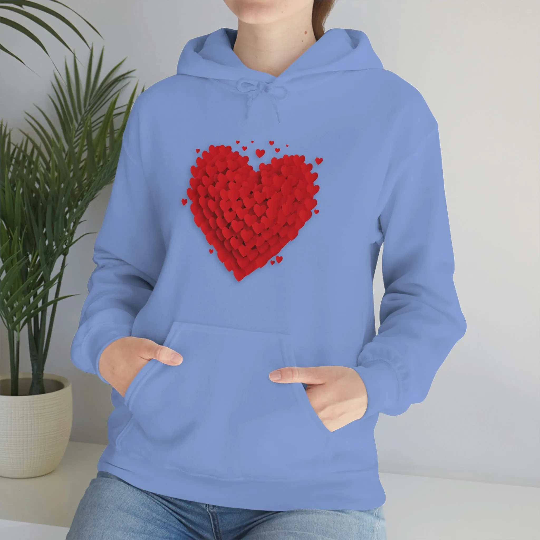 Love 3D Hearts Hoodie Sweatshirt, Pile of Hearts Love Hoodie, Valentine's Pink and Red Hoodie Pastel Pink Lavender and Mint Hoodie