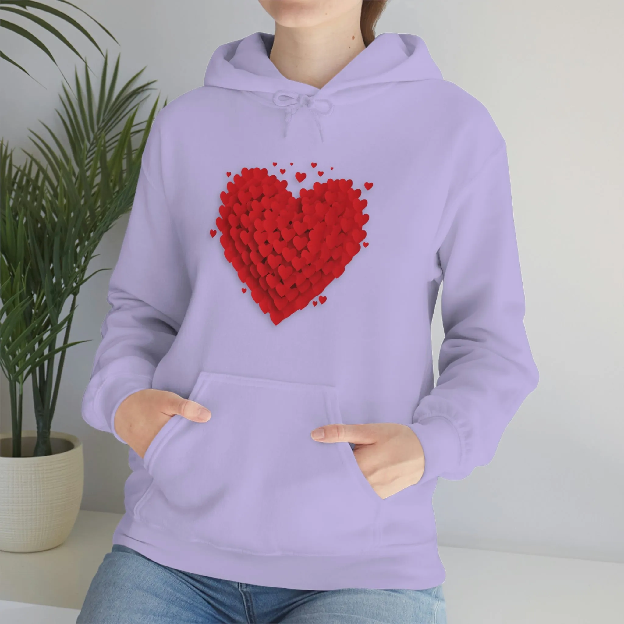 Love 3D Hearts Hoodie Sweatshirt, Pile of Hearts Love Hoodie, Valentine's Pink and Red Hoodie Pastel Pink Lavender and Mint Hoodie