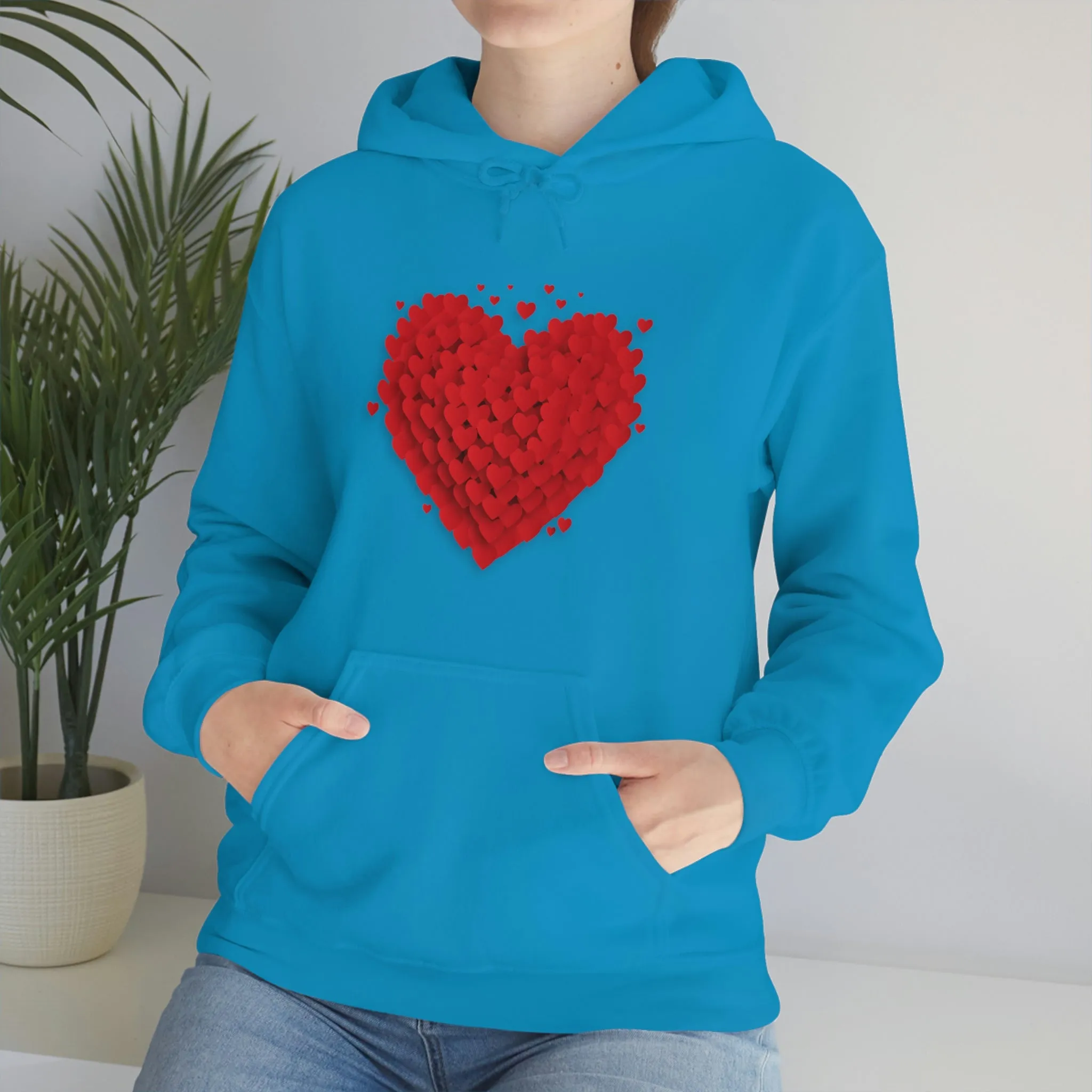Love 3D Hearts Hoodie Sweatshirt, Pile of Hearts Love Hoodie, Valentine's Pink and Red Hoodie Pastel Pink Lavender and Mint Hoodie