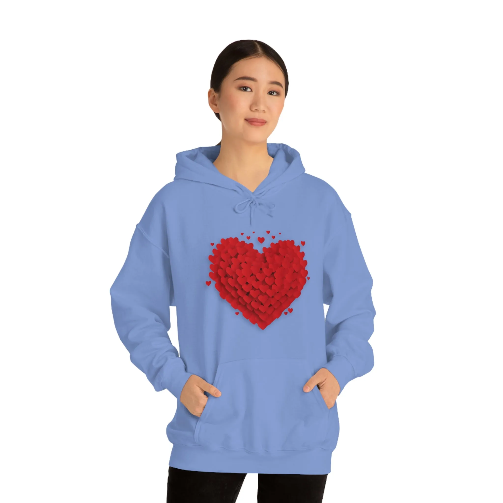 Love 3D Hearts Hoodie Sweatshirt, Pile of Hearts Love Hoodie, Valentine's Pink and Red Hoodie Pastel Pink Lavender and Mint Hoodie