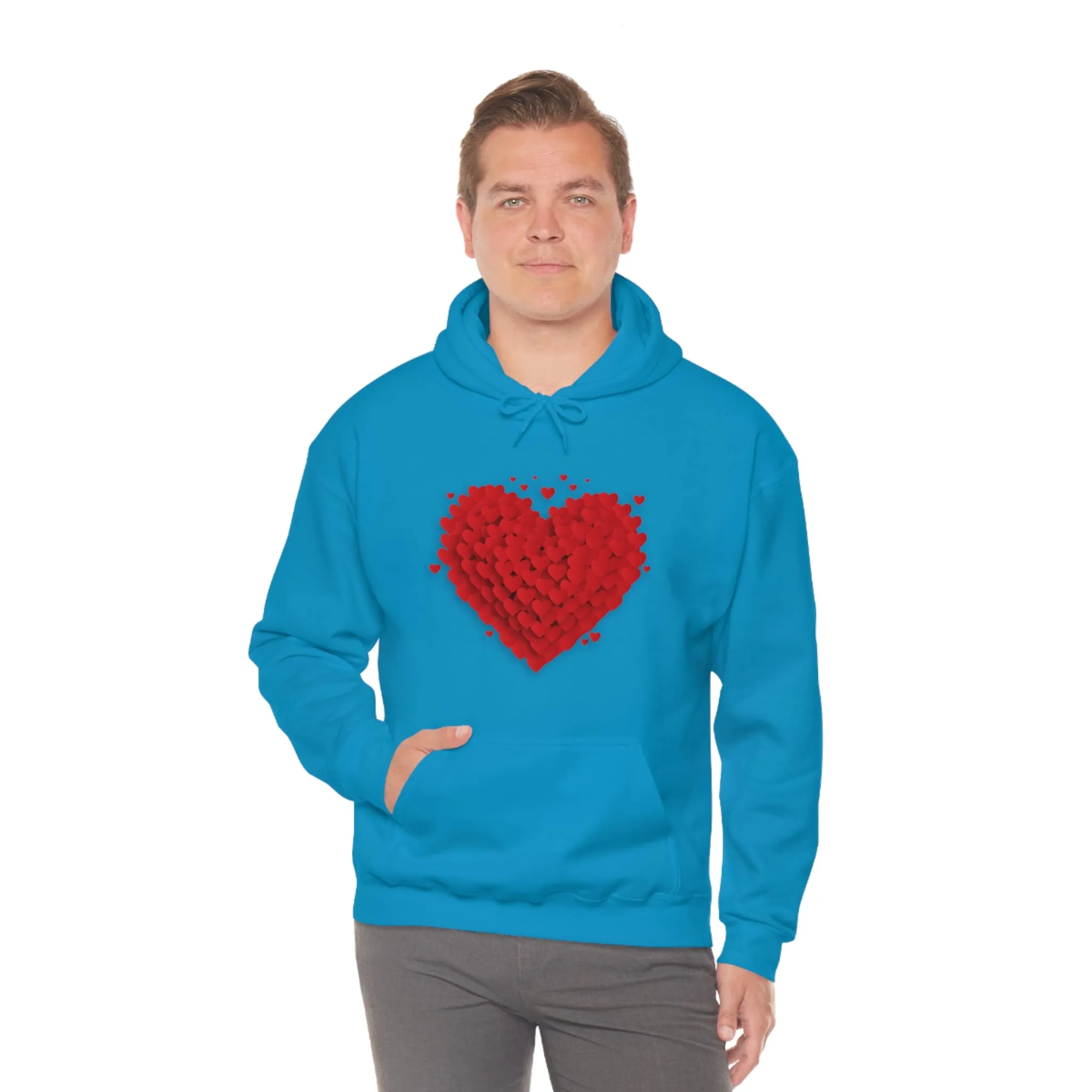 Love 3D Hearts Hoodie Sweatshirt, Pile of Hearts Love Hoodie, Valentine's Pink and Red Hoodie Pastel Pink Lavender and Mint Hoodie