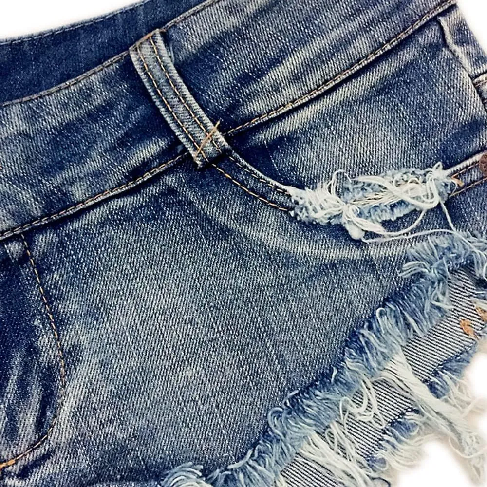 LUOBANIU Womens Fashion Sexy Low Waist Denim Jeans Shorts Mini Hot Pants Jeans Booty Ripped Jeans Beach Party Clubwear