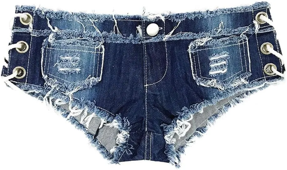 LUOBANIU Womens Fashion Sexy Low Waist Denim Jeans Shorts Mini Hot Pants Jeans Booty Ripped Jeans Beach Party Clubwear