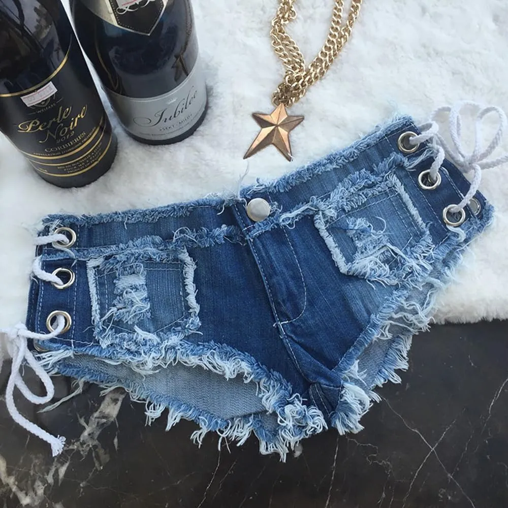 LUOBANIU Womens Fashion Sexy Low Waist Denim Jeans Shorts Mini Hot Pants Jeans Booty Ripped Jeans Beach Party Clubwear