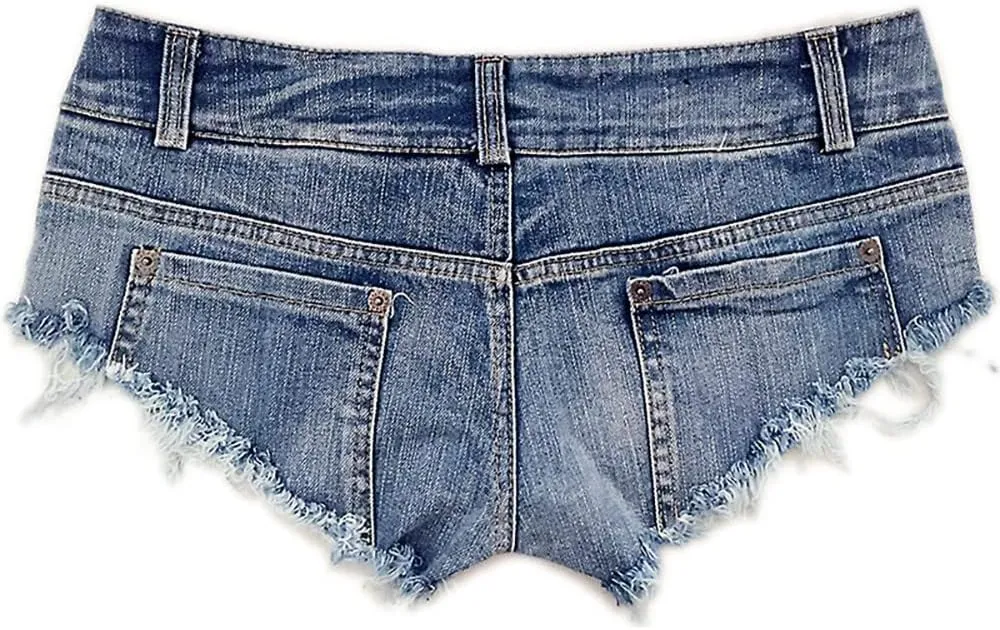 LUOBANIU Womens Fashion Sexy Low Waist Denim Jeans Shorts Mini Hot Pants Jeans Booty Ripped Jeans Beach Party Clubwear